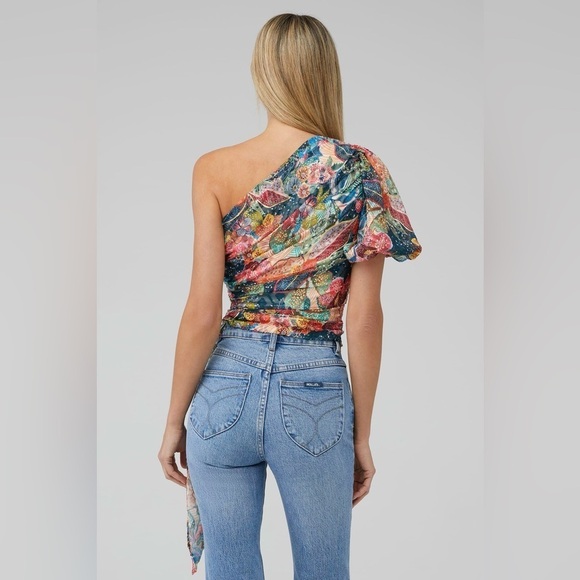 Amanda Uprichard Floral One-Shoulder Top Size Medium - Picture 3 of 12